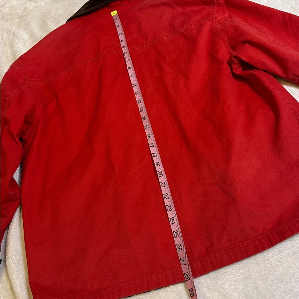 Vtg Red Brown Corduroy Oversized‎ Workwear Barn Chore Coat Field Jacket Cotton L - Picture 6 of 9